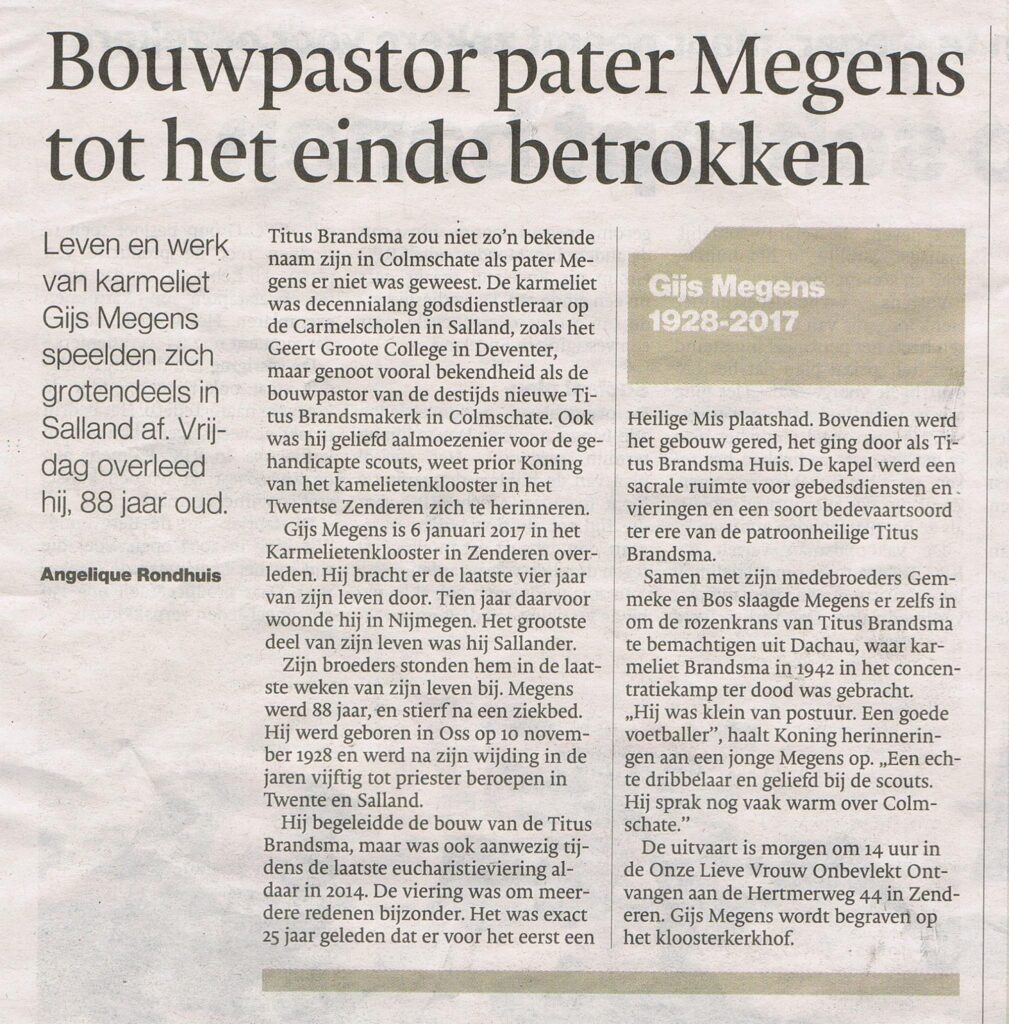 Titus Brandsma Huis Bouwpastor Megens Titus Brandsmahuis