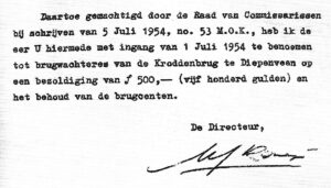 Benoeming Marie Hagen-Revenberg tot brugwachteres Croddenbrug