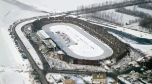 Deventer IJsclub an aerial view of a stadium with a crowd of people