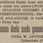 Advertentie W. Linthorst Colmschate 24-07-1920 De Tijd