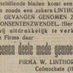Advertentie W. Linthorst Colmschate 24-07-1920 De Tijd Advertentie W. Linthorst Colmschate 24-07-1920 De Tijd