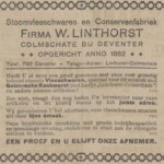 Advertentie W. Linthorst Vleeschwaren 23-10-1920 De Standaard Advertentie W. Linthorst Vleeschwaren 23-10-1920 De Standaard