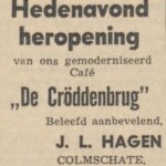 Advertentie heropening Café Cröddenbrug 14-11-1959 Deventer Dagblad Advertentie heropening Café Cröddenbrug 14-11-1959 Deventer Dagblad
