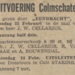 Advertentie uitvoering door muziekvereniging Eendracht tijdens de oorlog 13-02-1942 De Koerier