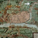 Het beleg van Rennenberg op Deventer 1578, bij de pijl ligt Sint-Jurriën