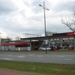 Tankstation Texaco april 2013 op het winkelcentrum Flora, inmiddels afgebroken Tankstation Texaco april 2013 op het winkelcentrum Flora