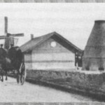 De kalkovens rond 1896 en op de achtergrond is de Hunnepermolen te zien De kalkovens rond 1896 Snippeling Colmschate