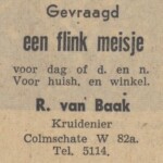 Advertentie Van Baak Colmschate Deventer Dagblad 15-01-1955 Advertentie Van Baak Colmschate Deventer Dagblad 15-01-1955