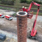 Gedeeltelijke sloop van de pijp van de melkfabriek Colmschate Gedeeltelijke sloop van de pijp van de melkfabriek Colmschate