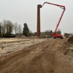 Gedeeltelijke sloop van de pijp van de melkfabriek IJsseldal Colmschate Gedeeltelijke sloop van de pijp van de melkfabriek IJsseldal Colmschate