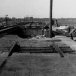 Moeizaam herstel van de vernielde spoorbrug Snippeling 1946