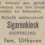 Gelukkig Nieuwjaar Sigarenkiosk Uithoven Snippeling Colmschate Deventer Dagblad 31-12-1956 gelukkig nieuwjaar sigarenkiosk uithoven snippeling colmschate