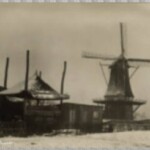 Januari 1926 Achtkantige stelling korenmolen Hunnepermolen te Colmschate. Gezicht op de voorzijde