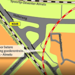 Situatieschets spoorboog in Colmschate Situatieschets spoorboog in Colmschate