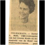 Zuster Bulk van het Groene Kruisgebouw gaat Colmschate verlaten 1966
